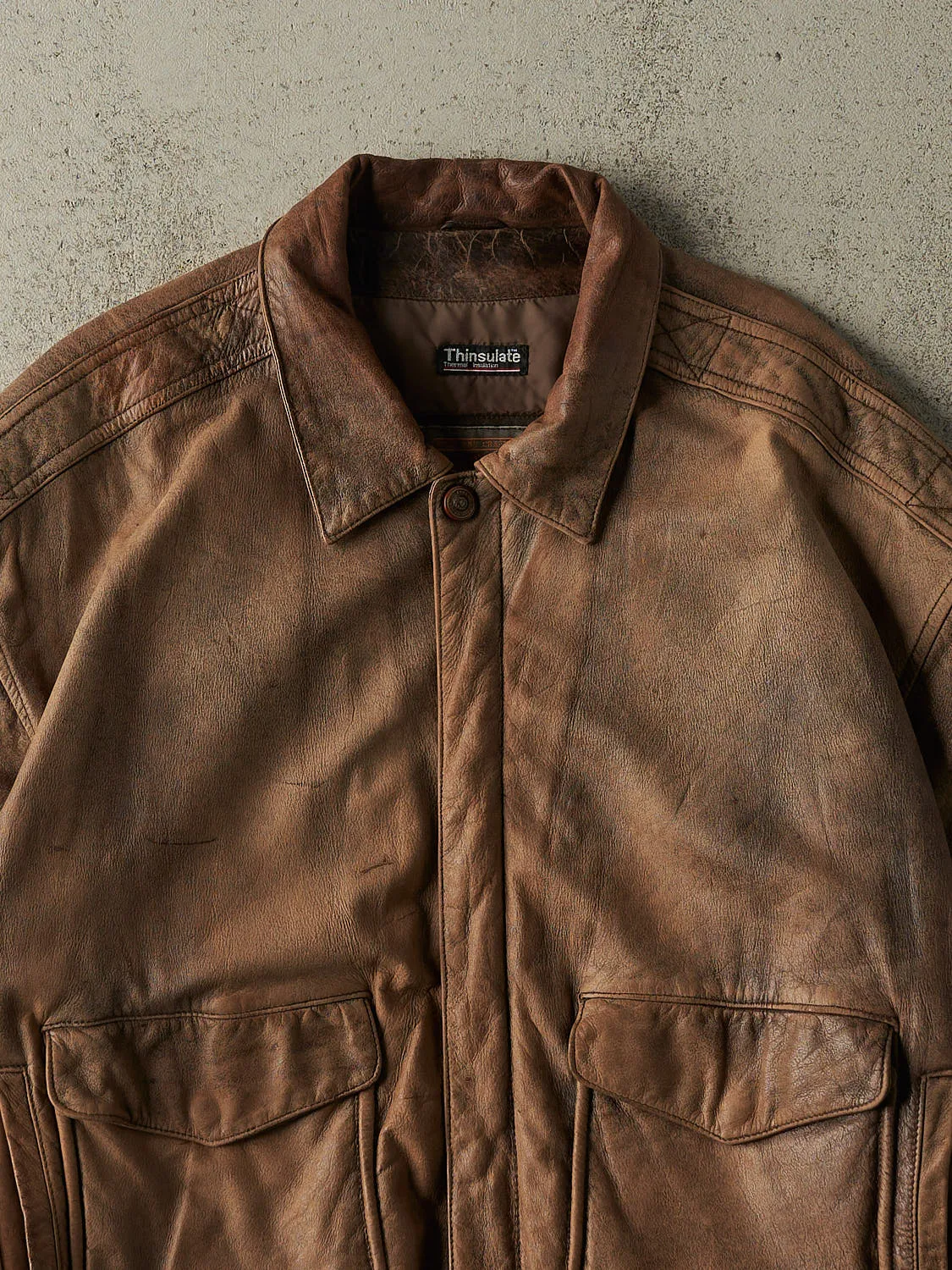 Vintage 90s Faded Brown Wilsons Bomber Flight Jacket (XL) sold by Rebalance Vintage product image thumbnail 4