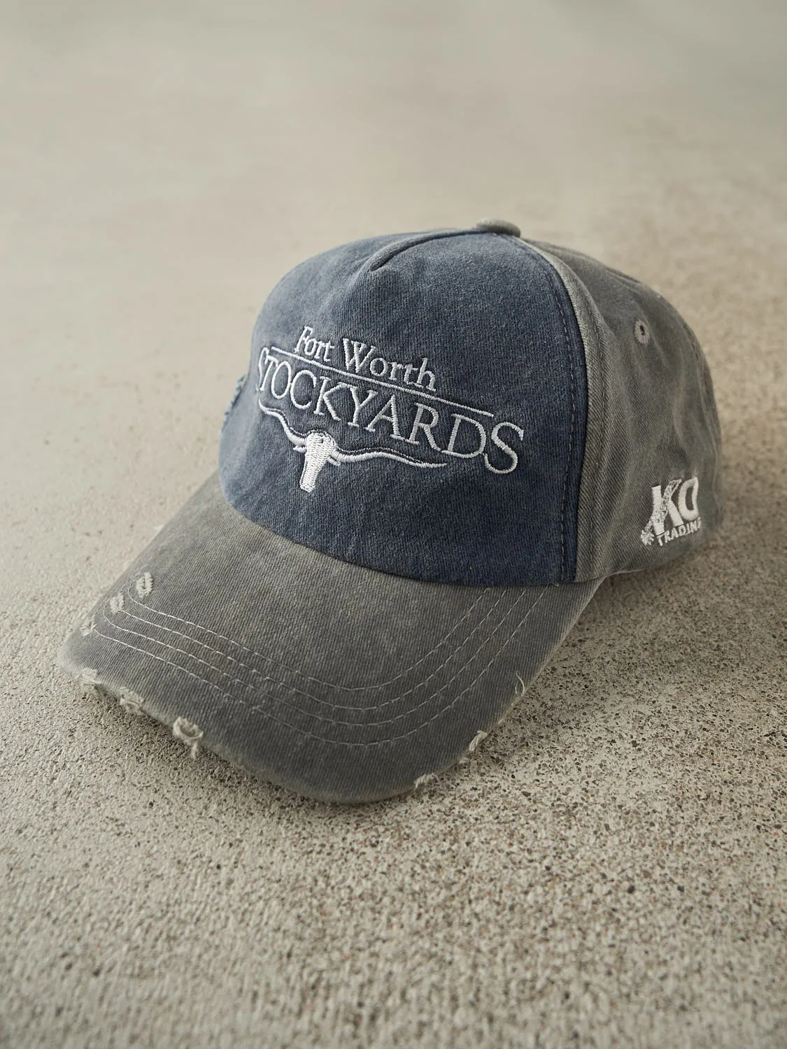 Vintage Y2K Navy Blue & Grey Fort Worth Stockyards Embroidered Velcro Hat (O/S) sold by Rebalance Vintage product image thumbnail 2