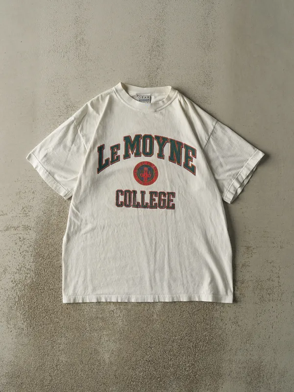 Vintage 90s White LeMoyne College Tee (L) sold by Rebalance Vintage