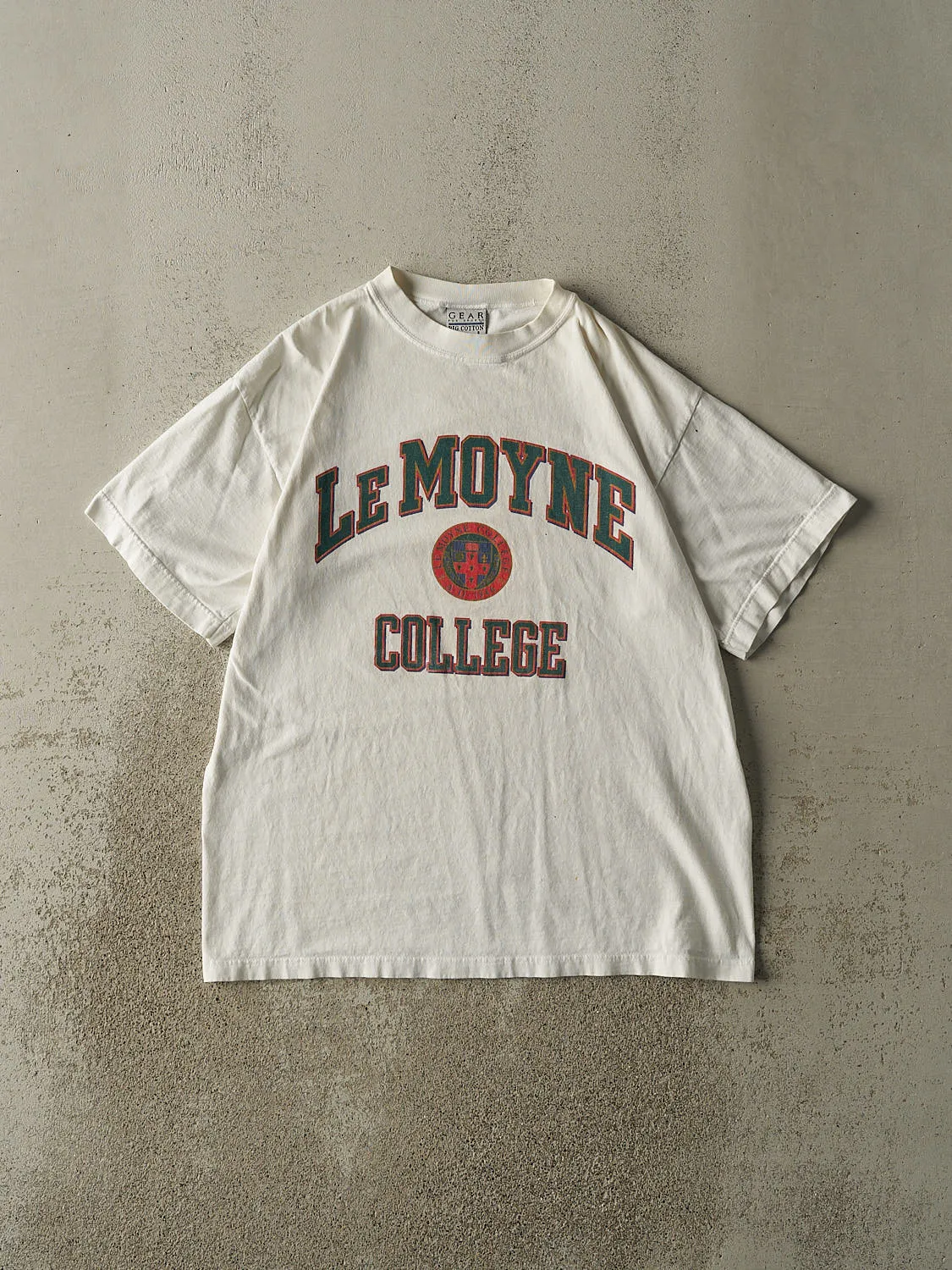Vintage 90s White LeMoyne College Tee (L) sold by Rebalance Vintage