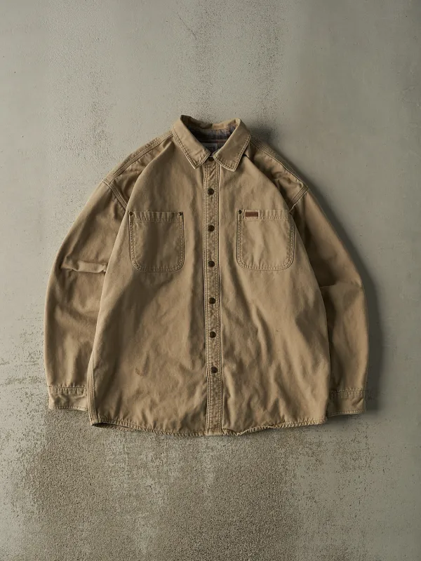 Vintage Y2K Beige Carhartt Flannel Lined Button Up Long Sleeve (XXL) sold by Rebalance Vintage