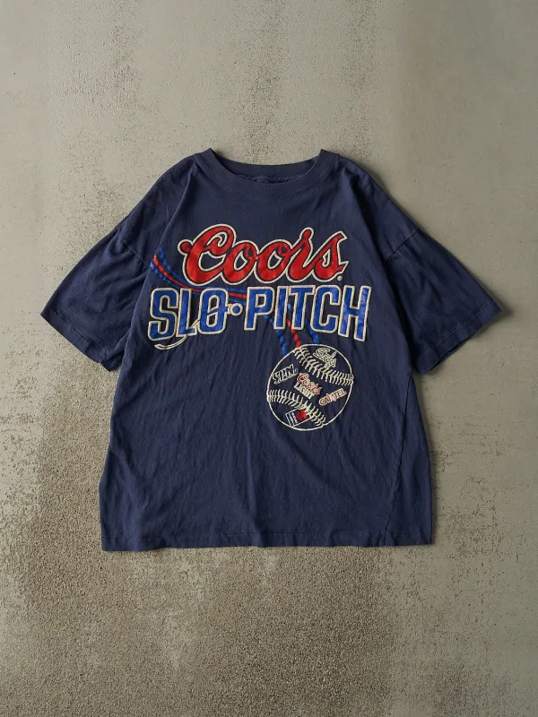 Vintage 90s Navy Blue Coors Light Slo Pitch Single Stitch Tee (L/XL) sold by Rebalance Vintage