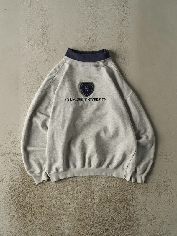 Vintage 90s Heather Grey Syracuse University Embroidered Turtleneck Crewneck (M/L) sold by Rebalance Vintage