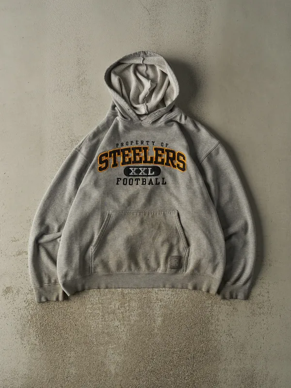 Vintage Y2K Grey Pittsburgh Steelers Embroidered Hoodie (L/XL) sold by Rebalance Vintage