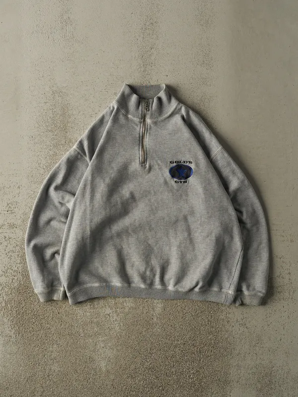 Vintage 90s Grey Gold's Gym Quarter Zip Sweater (M) sold by Rebalance Vintage