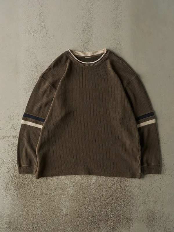 Vintage 90s Green Striped Knit Pullover (L/XL) sold by Rebalance Vintage