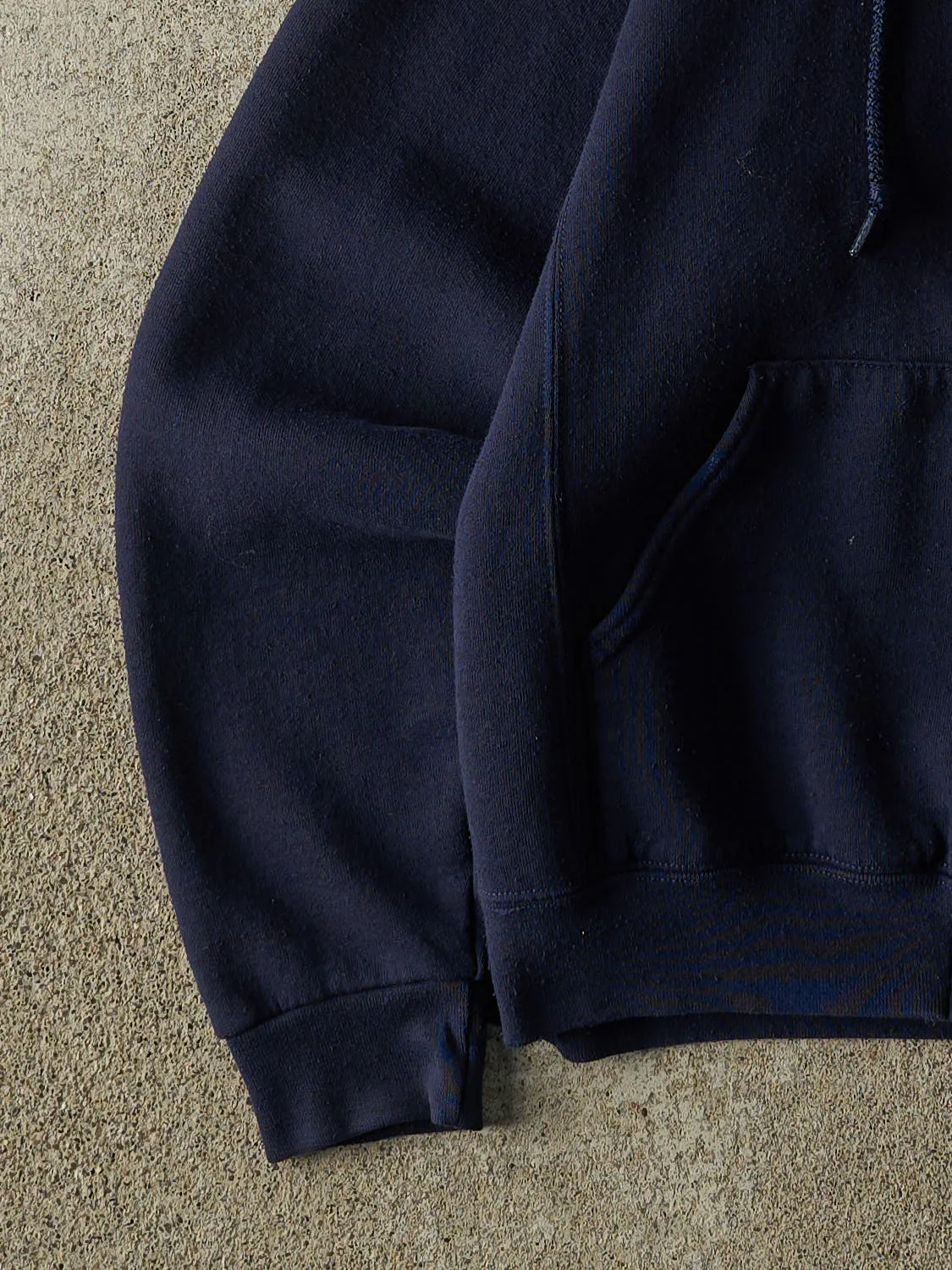 Vintage Y2K Navy Blue Russell Athletic Blank Zip Up Hoodie (S/M) sold by Rebalance Vintage product image thumbnail 3