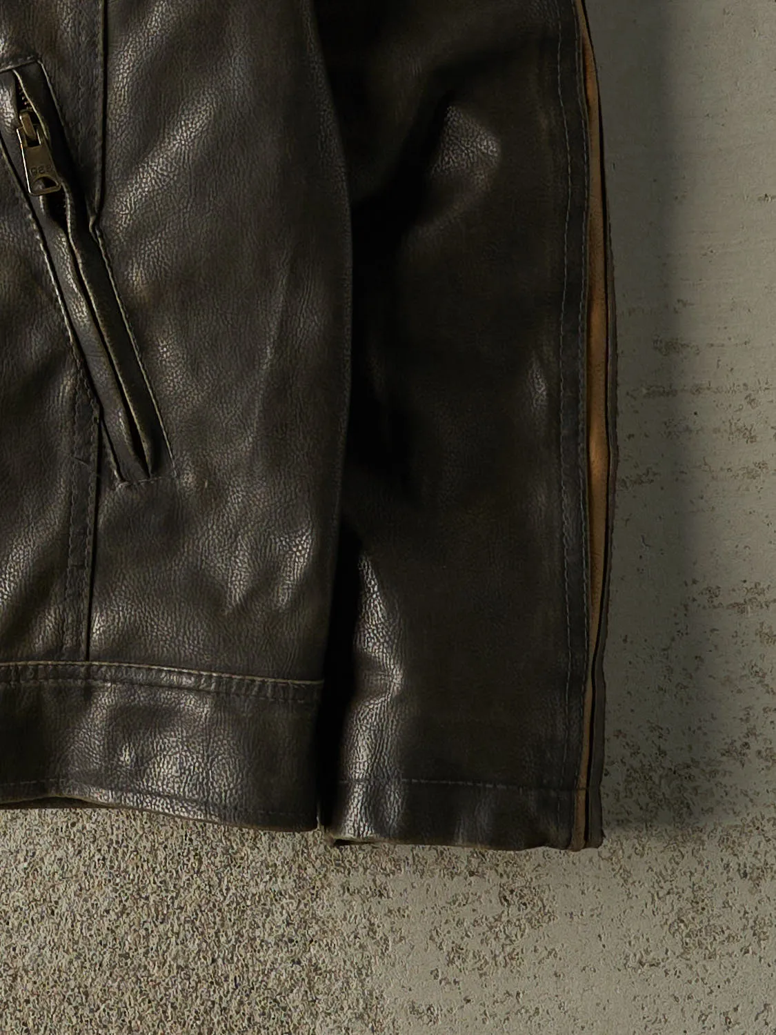 Vintage Y2K Brown Arizona Jeans Biker Leather Jacket (S) sold by Rebalance Vintage product image thumbnail 4