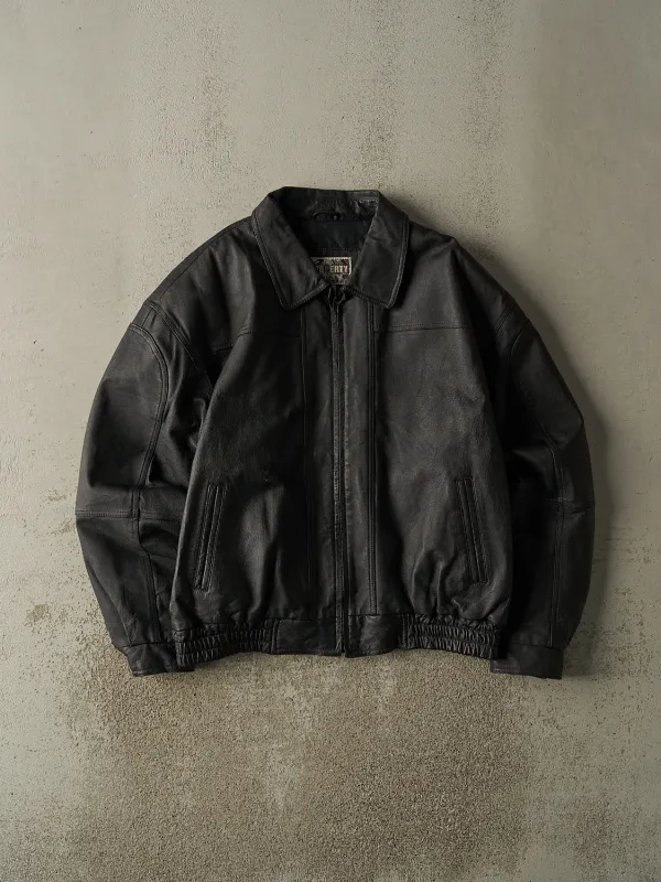 Vintage 90s Black Leather Bomber Jacket (L/XL) sold by Rebalance Vintage