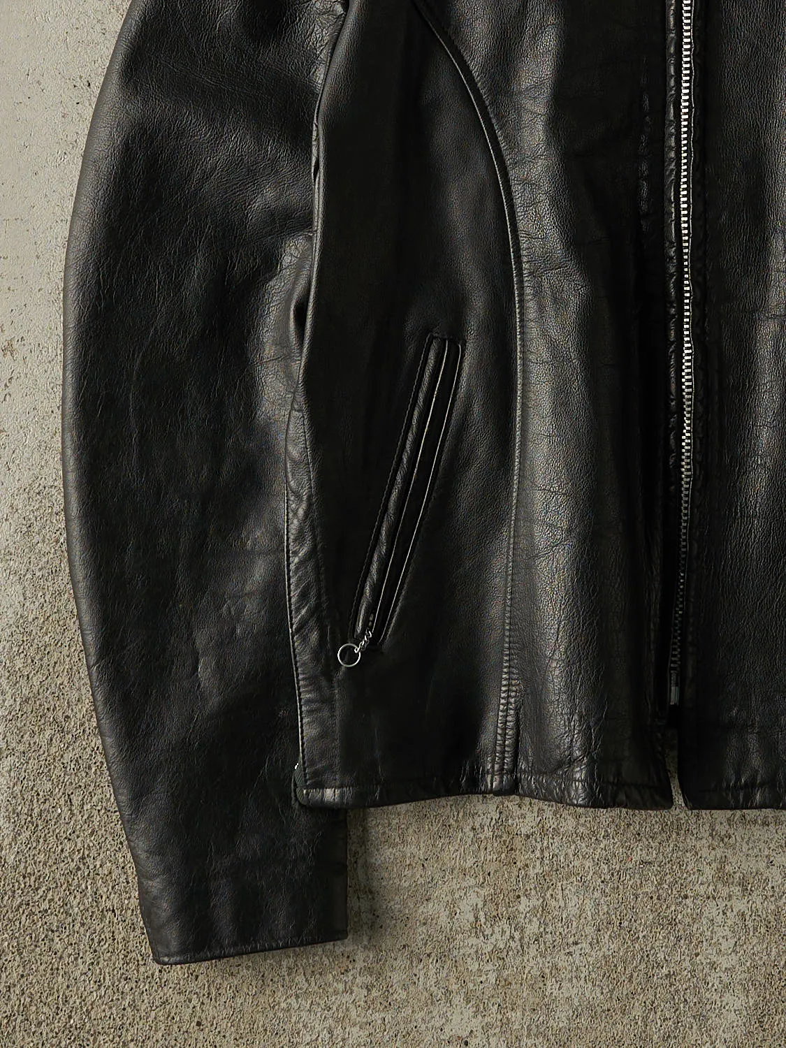 Vintage 80s Black Leather Biker Jacket (S/M) sold by Rebalance Vintage product image thumbnail 3