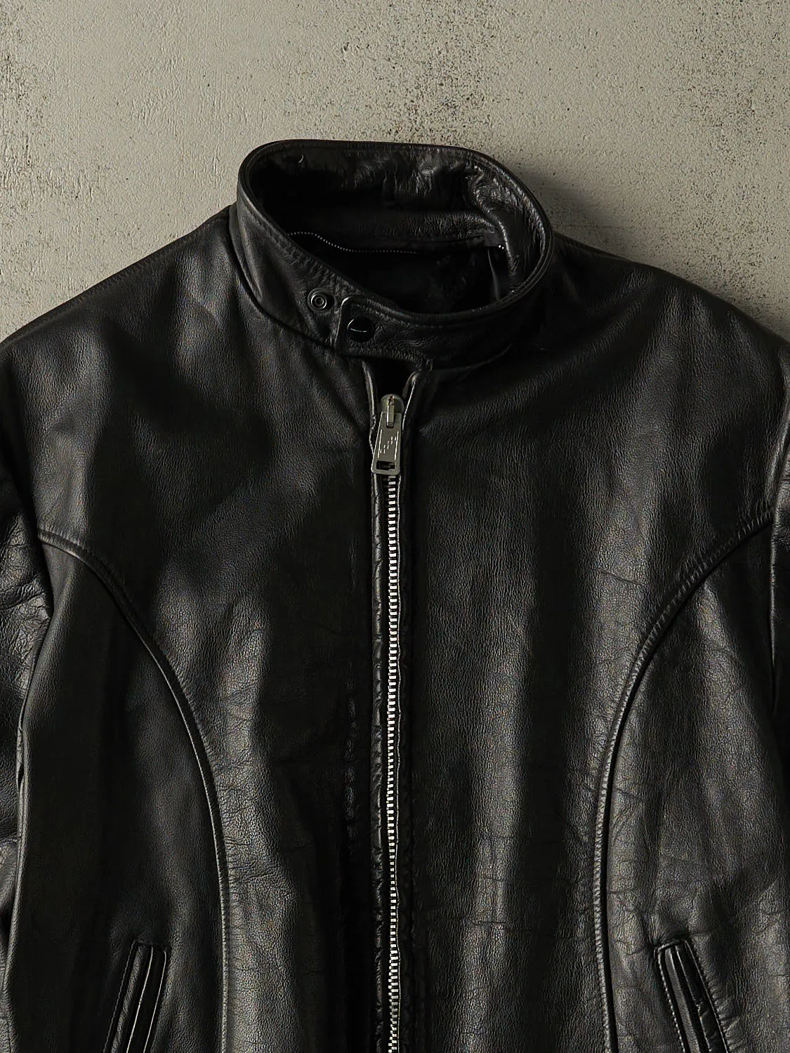 Vintage 80s Black Leather Biker Jacket (S/M) sold by Rebalance Vintage product image thumbnail 2