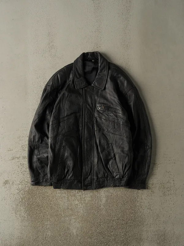 Vintage 80s Black Leather Bomber Jacket (M/L) sold by Rebalance Vintage