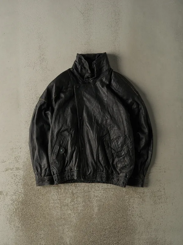 Vintage 80s Black Leather Bomber Jacket (L/XL) sold by Rebalance Vintage