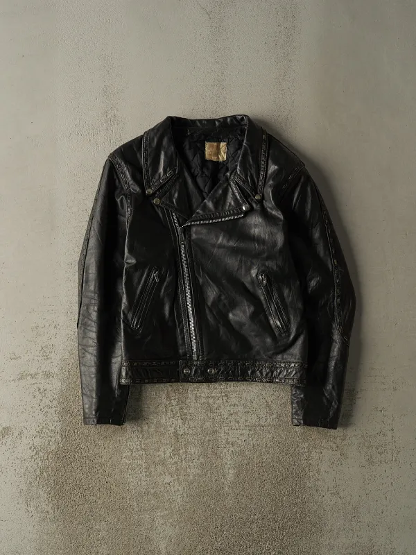 Vintage 70s Black Leather Biker Jacket (S) sold by Rebalance Vintage