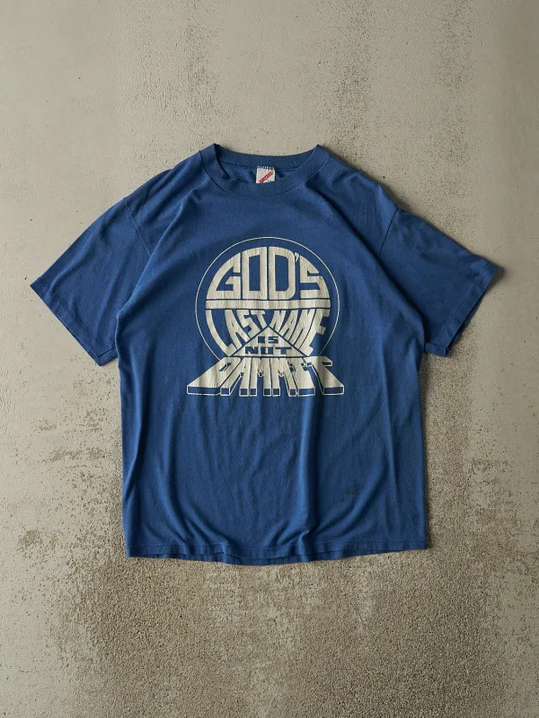 Vintage 80s Blue "God.. Dammit" Slogan Tee (M/L) sold by Rebalance Vintage