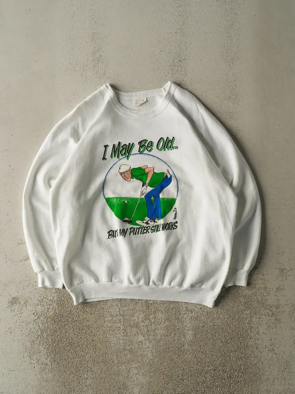 Vintage 90s White Golf Slogan Crewneck (L/XL) sold by Rebalance Vintage