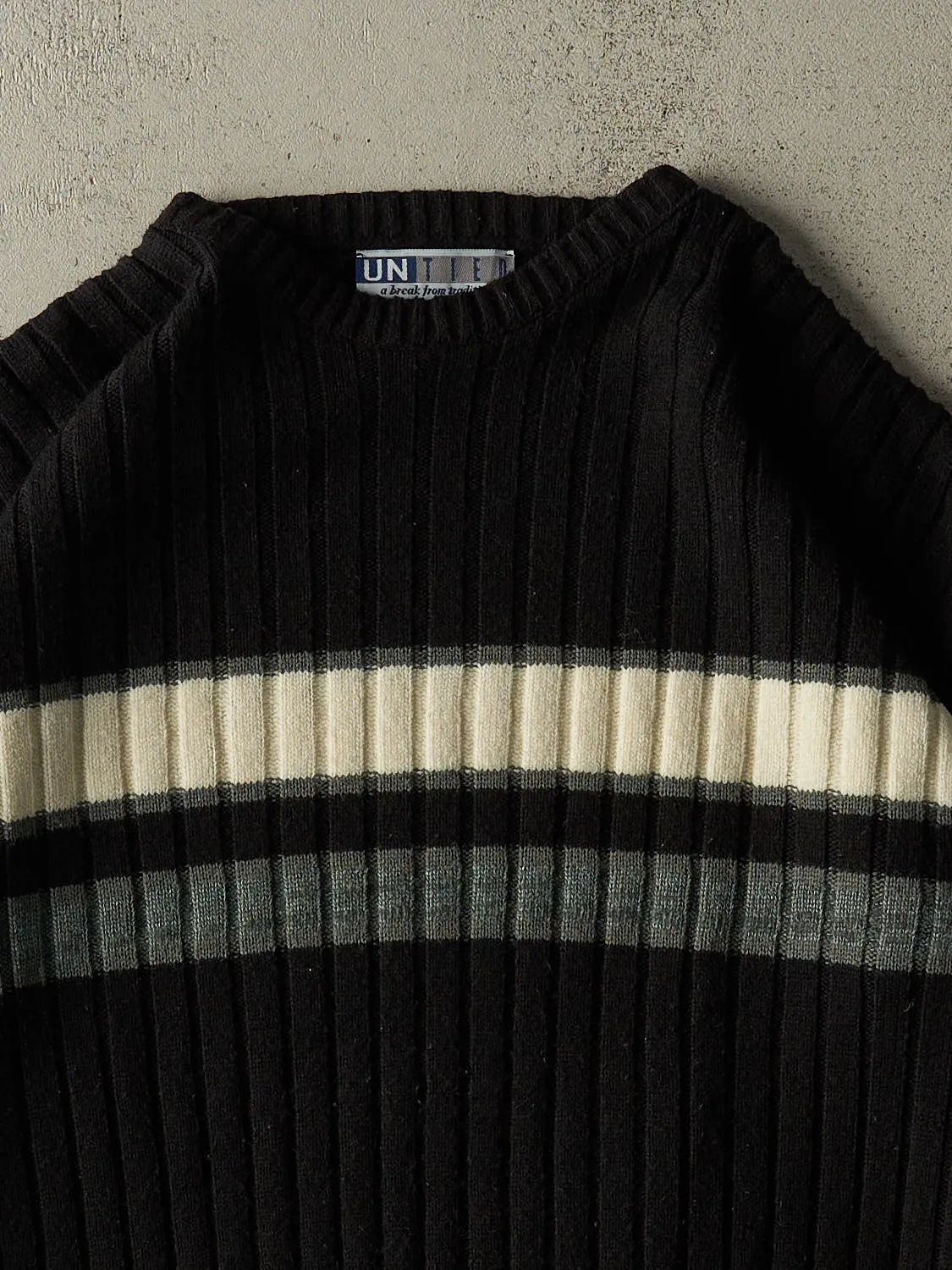 Vintage Y2K Black Striped Knit (L/XL) sold by Rebalance Vintage product image thumbnail 2