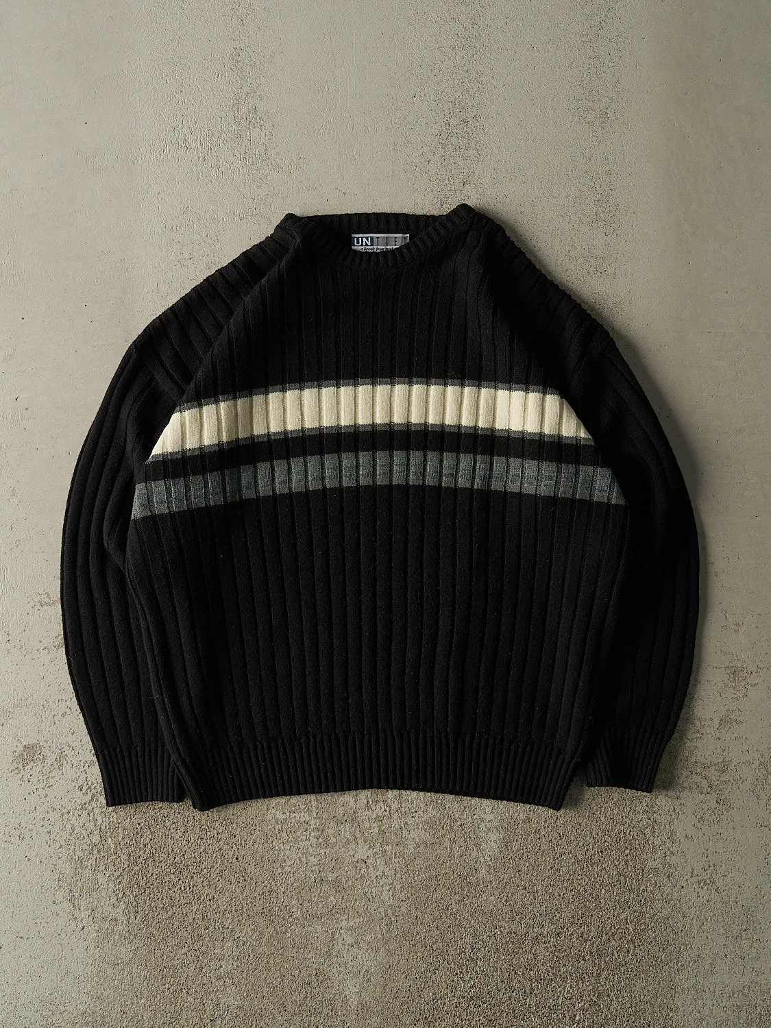 Vintage Y2K Black Striped Knit (L/XL) sold by Rebalance Vintage