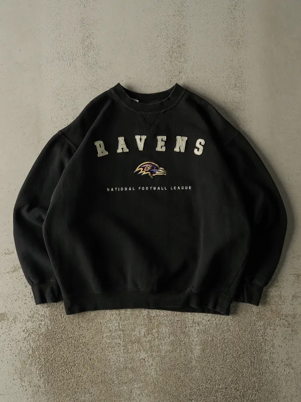 Vintage 90s Black Baltimore Ravens Embroidered Crewneck (L) sold by Rebalance Vintage