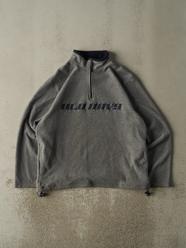 Vintage 90s Grey Old Navy Embroidered Quarter Zip Fleece (L/XL) sold by Rebalance Vintage