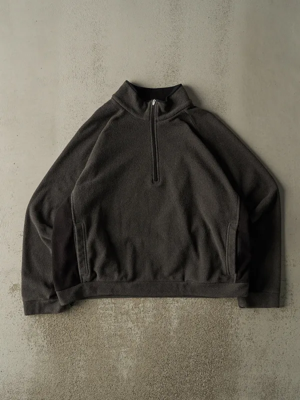 Vintage 90s Charcoal Grey & Black Eddie Bauer Quarter Zip Fleece (XL/XXL) sold by Rebalance Vintage
