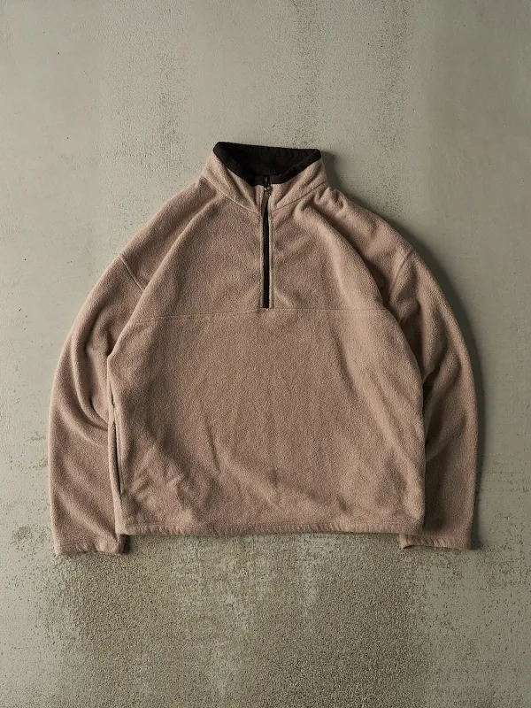 Vintage 90s Beige Embroidered Quarter Zip Fleece (L/XL) sold by Rebalance Vintage