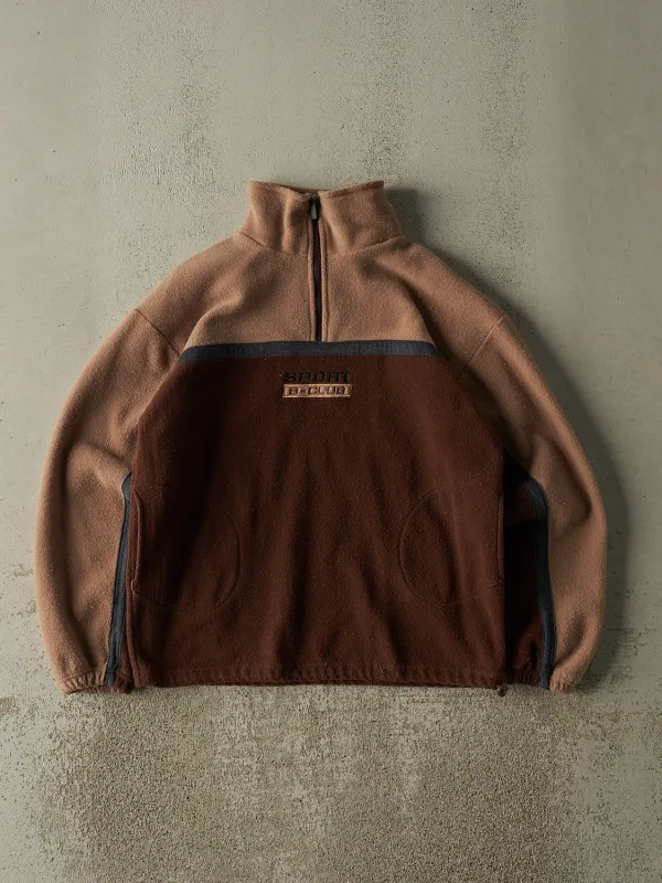 Vintage 90s Brown & Beige Embroidered Quarter Zip Fleece (M) sold by Rebalance Vintage