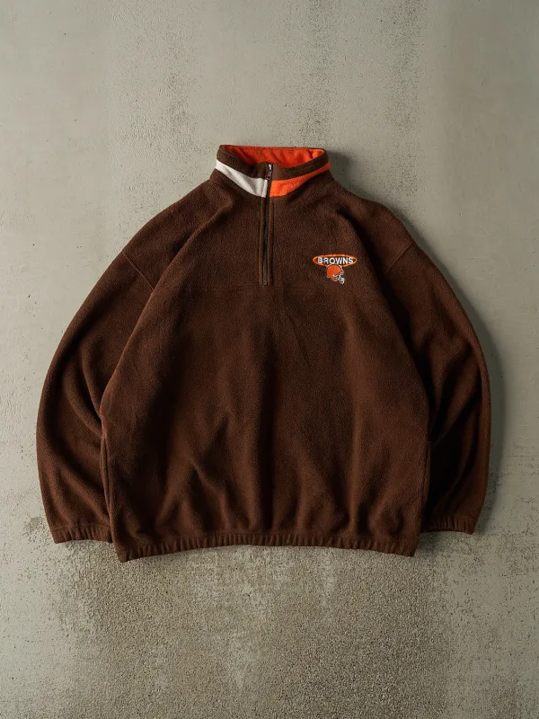 Vintage 99' Brown Cleveland Browns Embroidered Quarter Zip Fleece (XL) sold by Rebalance Vintage
