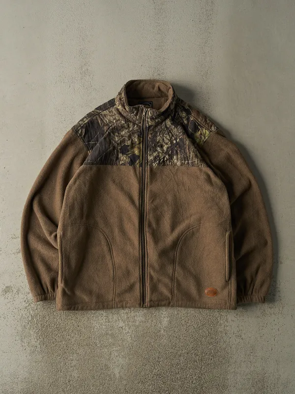 Vintage Y2K Camo & Beige Zip Up Fleece Jacket (XL) sold by Rebalance Vintage