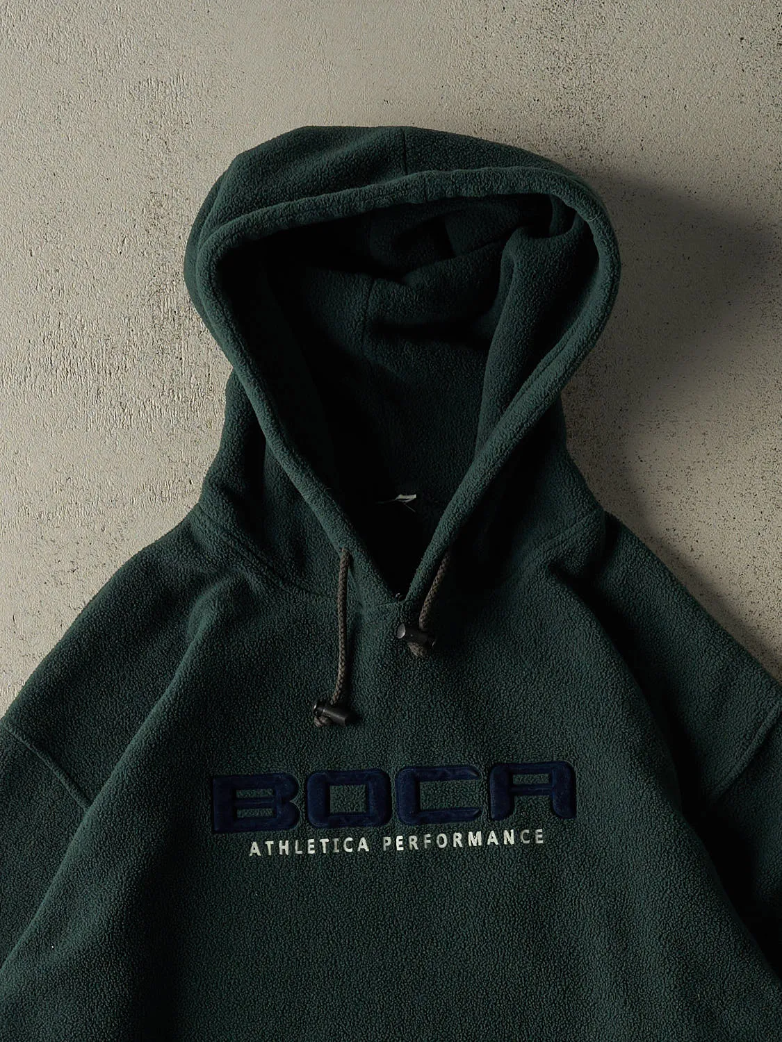 Vintage 90s Green Boca Athletic Embroidered Fleece Hoodie (XL/XXL) sold by Rebalance Vintage product image thumbnail 2
