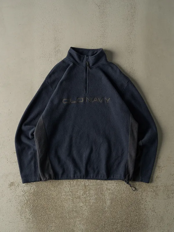 Vintage 90s Navy Blue Old Navy Embroidered Quarter Zip Fleece (L/XL) sold by Rebalance Vintage