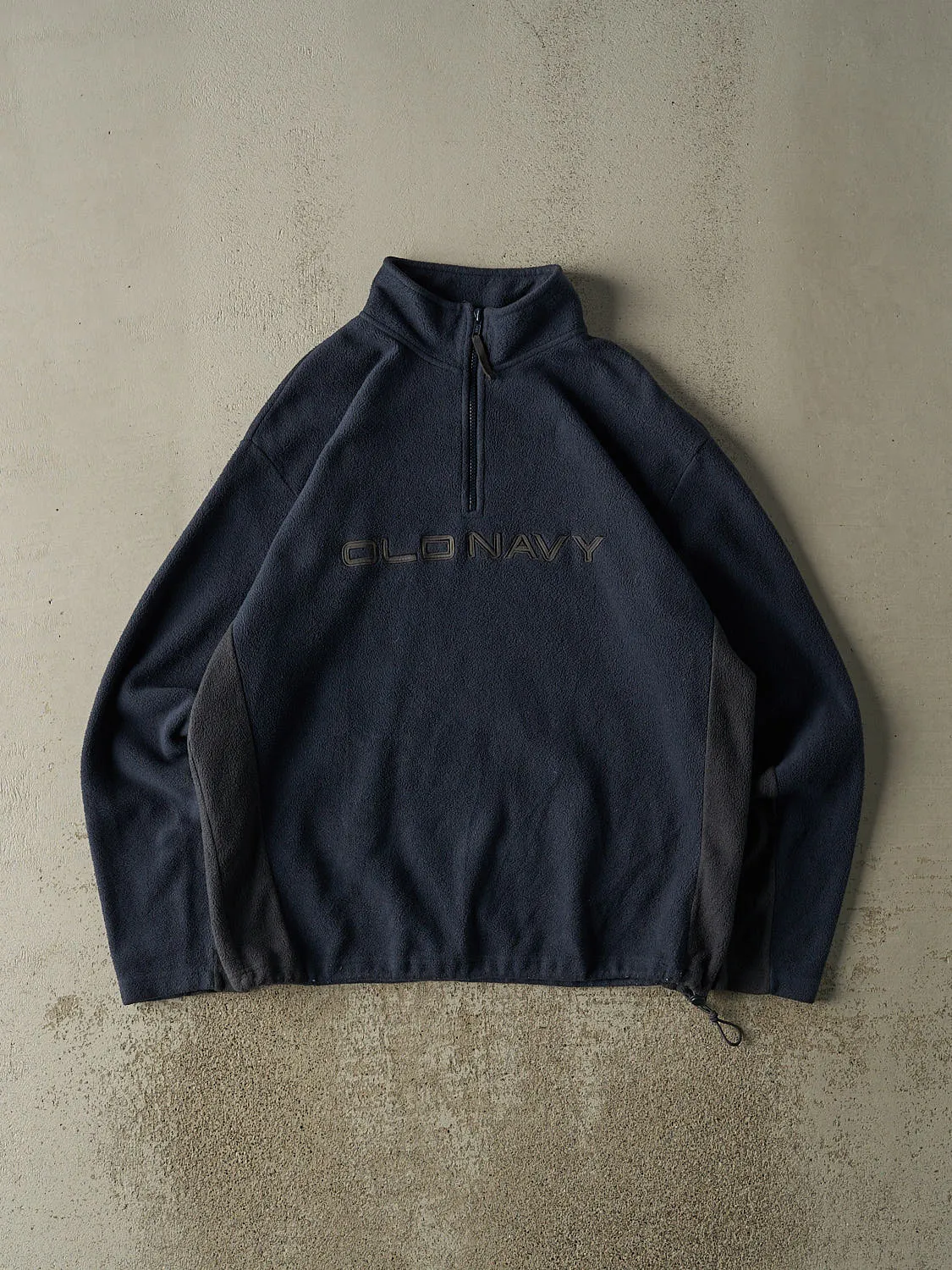 Vintage 90s Navy Blue Old Navy Embroidered Quarter Zip Fleece (L/XL) sold by Rebalance Vintage
