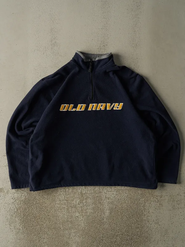 Vintage 90s Navy Blue Old Navy Embroidered Quarter Zip Fleece (L/XL) sold by Rebalance Vintage