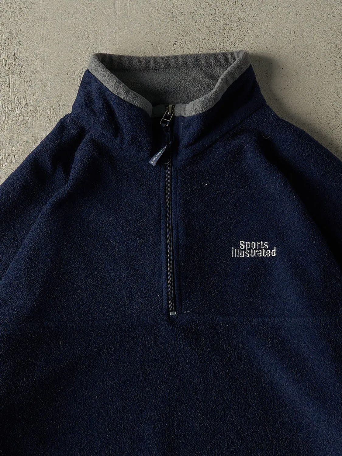Vintage 90s Navy Blue Sports Illustrated Embroidered Quarter Zip Fleece (XL/XXL) sold by Rebalance Vintage product image thumbnail 2