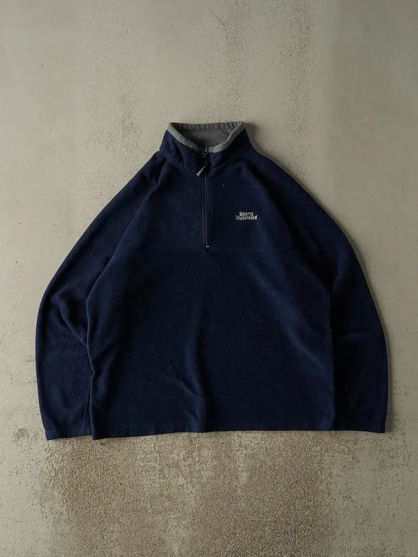 Vintage 90s Navy Blue Sports Illustrated Embroidered Quarter Zip Fleece (XL/XXL) sold by Rebalance Vintage