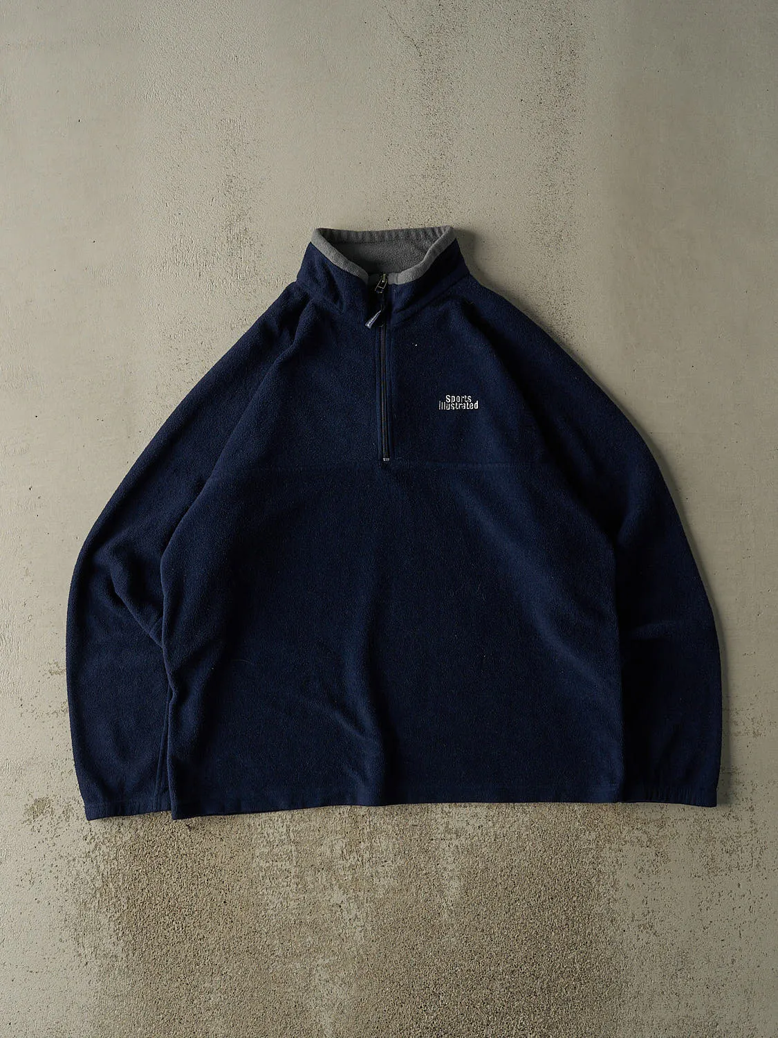 Vintage 90s Navy Blue Sports Illustrated Embroidered Quarter Zip Fleece (XL/XXL) sold by Rebalance Vintage