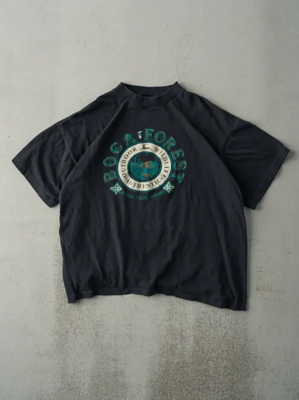 Vintage 90s Black BOCA Forest Single Stitch Boxy Tee (L) sold by Rebalance Vintage