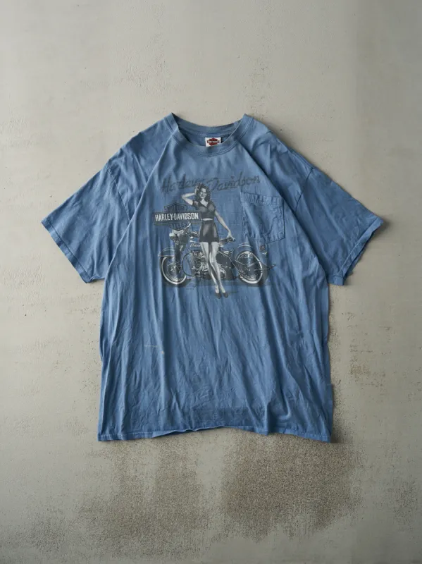15' Slate Blue Gettysburg, PA Harley Davidson Pocket Tee (L//XL) sold by Rebalance Vintage
