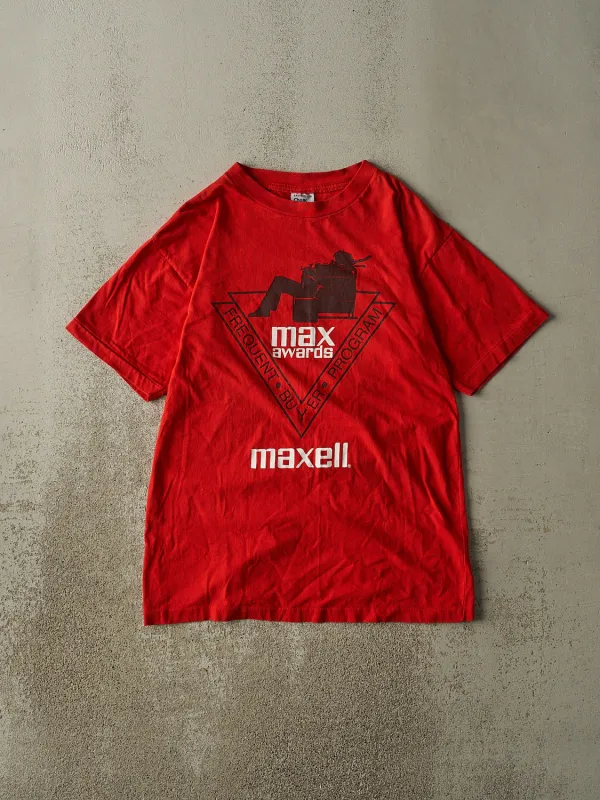 Vintage 90s Red Maxell Frequent Buyer Program Single Stitch Tee (L/XL) sold by Rebalance Vintage