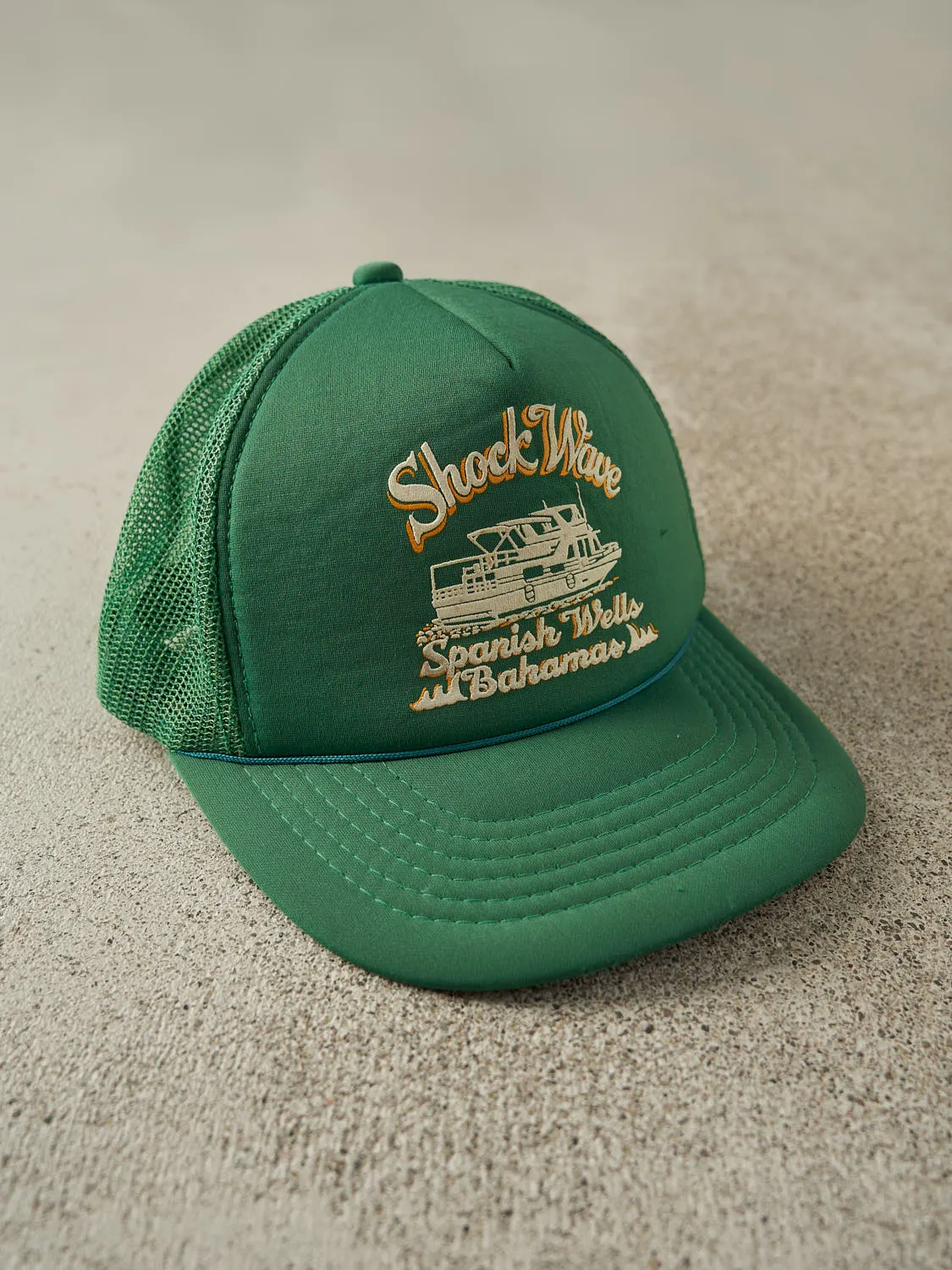 Vintage 90s Green Shock Wave Foam Trucker Hat (O/S) sold by Rebalance Vintage product image thumbnail 3