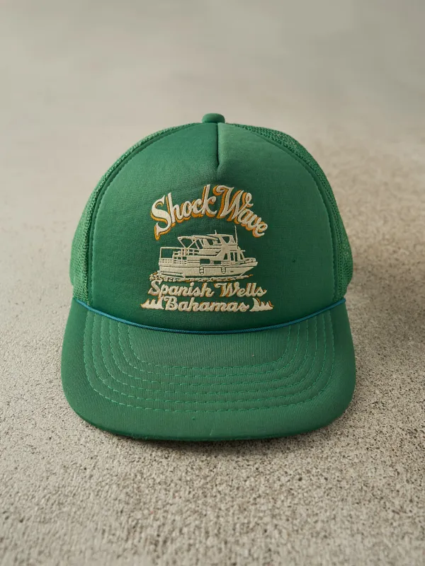 Vintage 90s Green Shock Wave Foam Trucker Hat (O/S) sold by Rebalance Vintage
