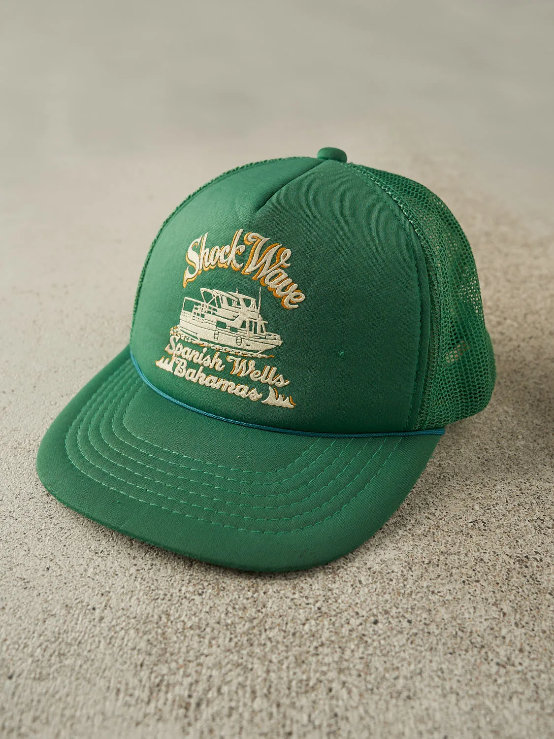 Vintage 90s Green Shock Wave Foam Trucker Hat (O/S) sold by Rebalance Vintage product image thumbnail 2