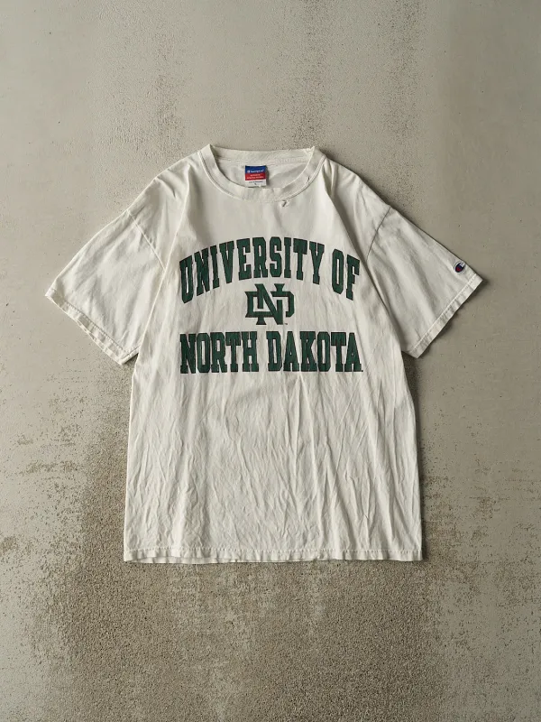 Vintage 90s White University Of North Dakota Champion Tee (L) sold by Rebalance Vintage