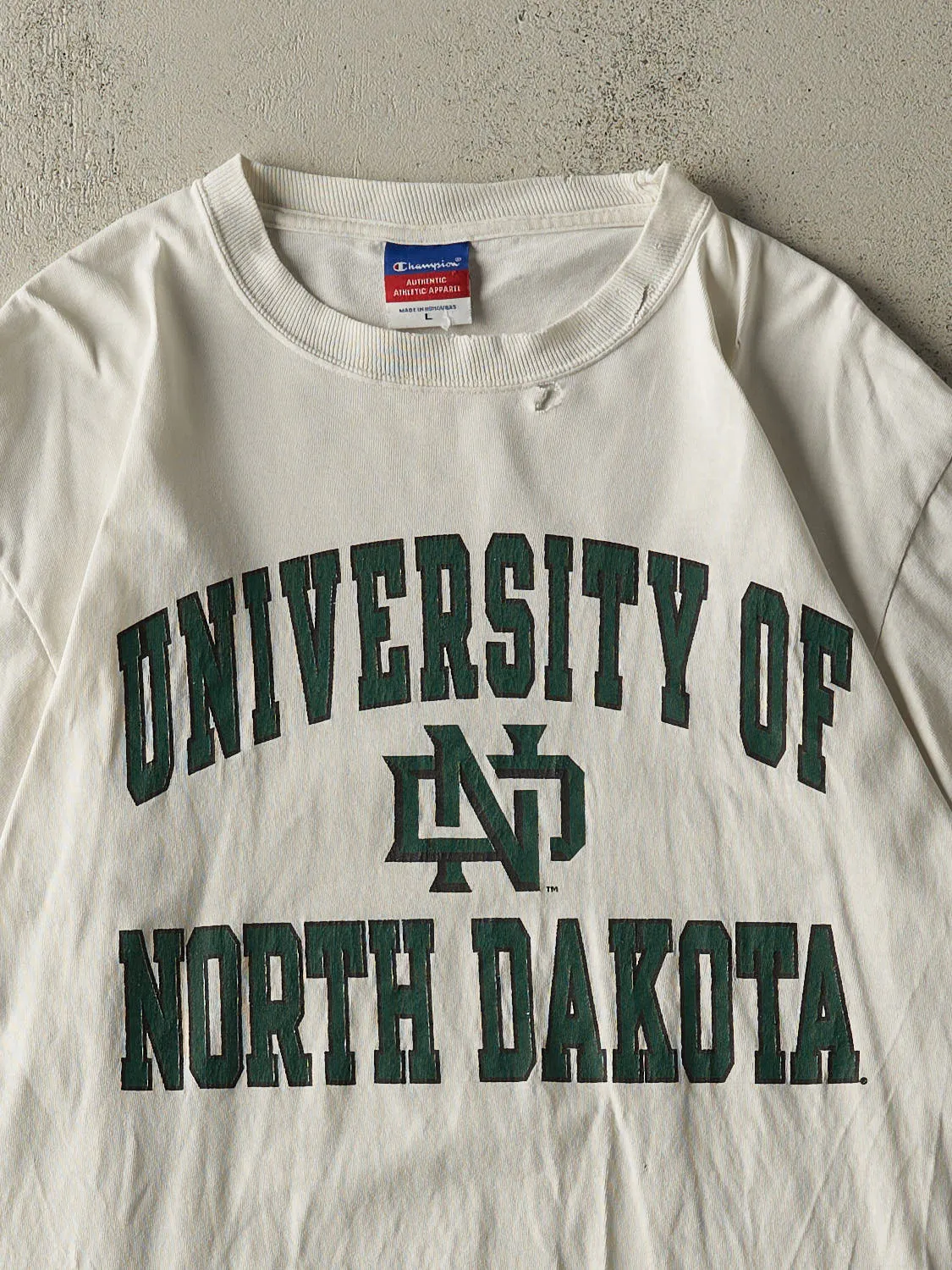 Vintage 90s White University Of North Dakota Champion Tee (L) sold by Rebalance Vintage product image thumbnail 2
