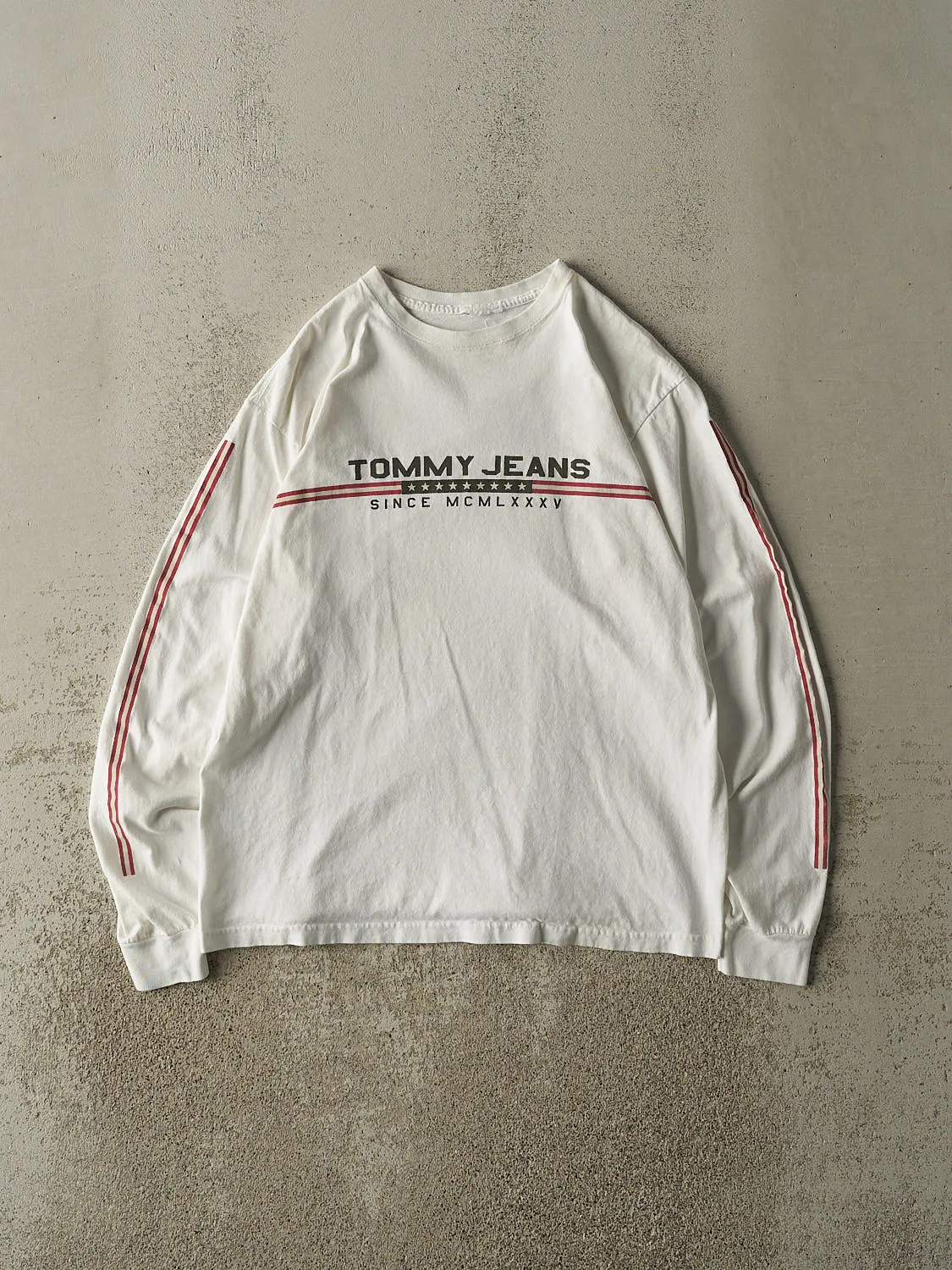Vintage 90s White Tommy Jeans Long Sleeve (M) sold by Rebalance Vintage
