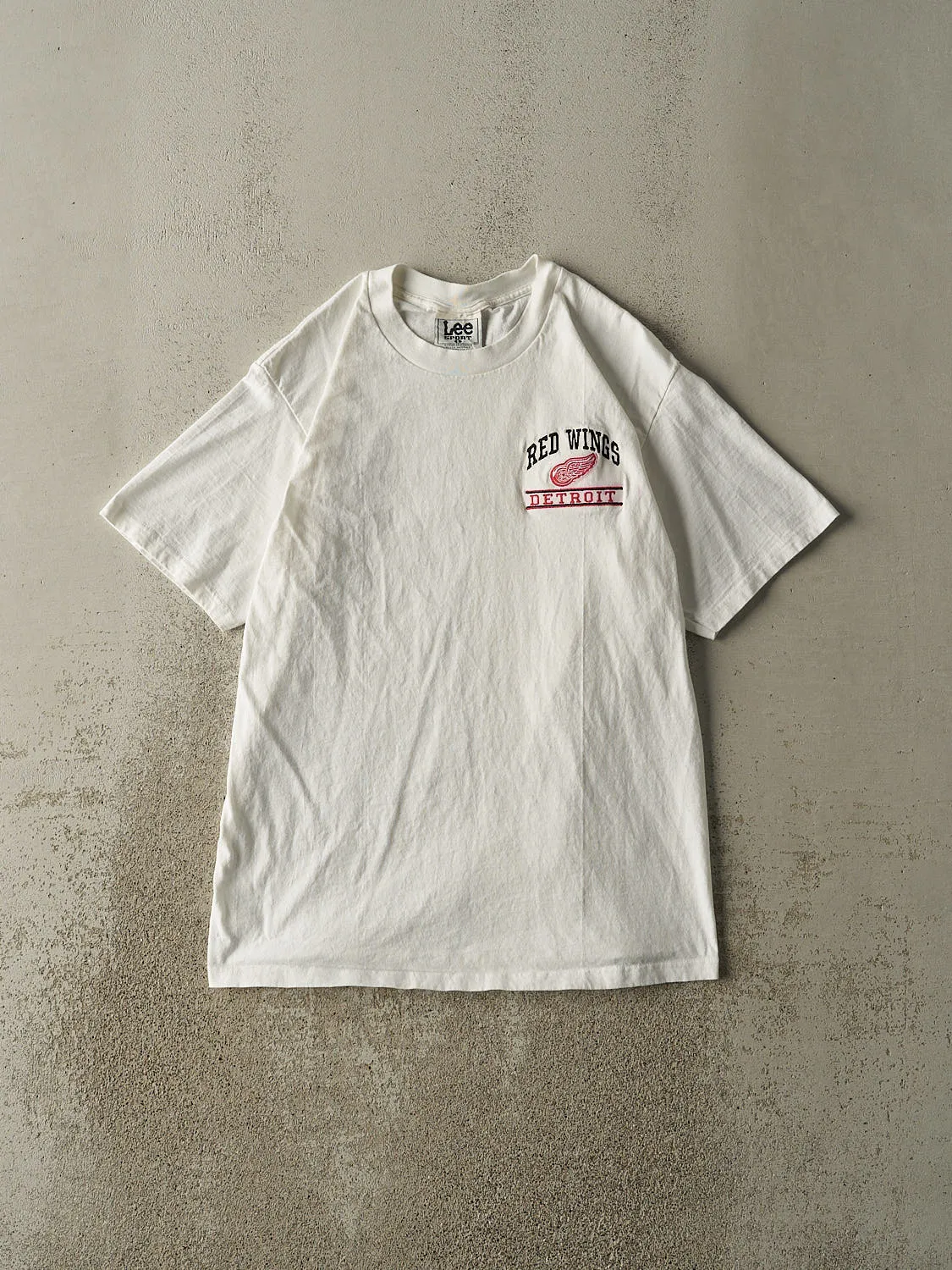 Vintage 90s White Detroit Red Wings Embroidered Tee (M/L) sold by Rebalance Vintage