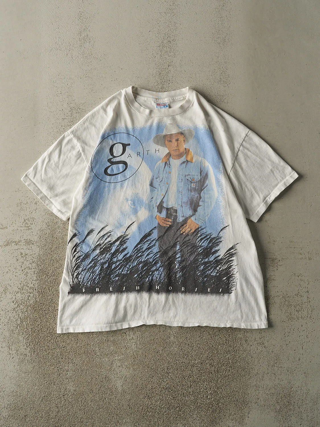 Vintage 96' White Garth Brooks Fresh Horses Single Stitch Tee (XL) sold by Rebalance Vintage