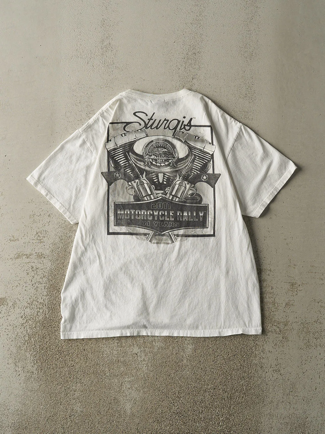 Vintage 11' White Sturgis Motorcycle Rally Tee (L) sold by Rebalance Vintage product image thumbnail 2