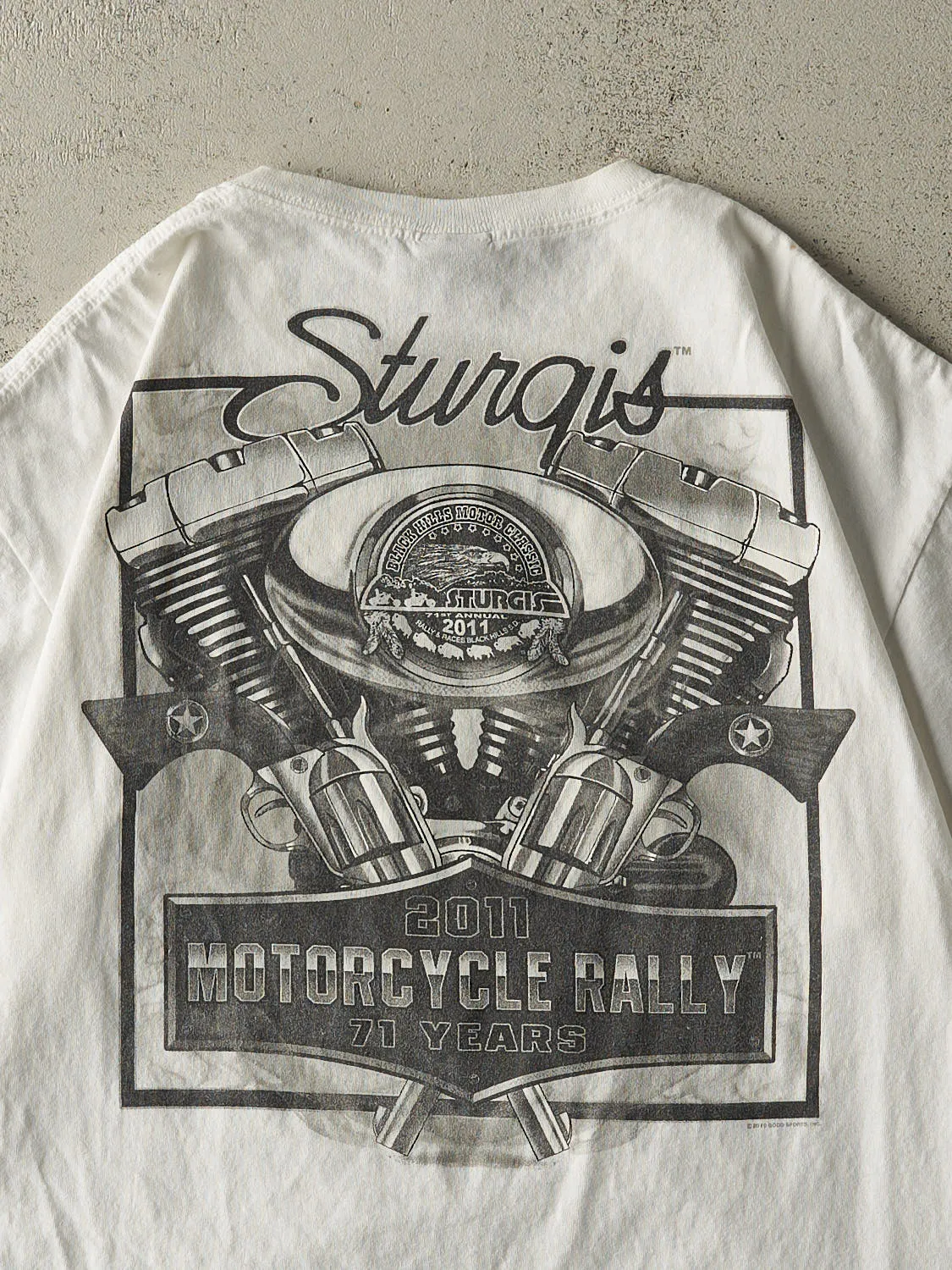 Vintage 11' White Sturgis Motorcycle Rally Tee (L) sold by Rebalance Vintage product image thumbnail 4