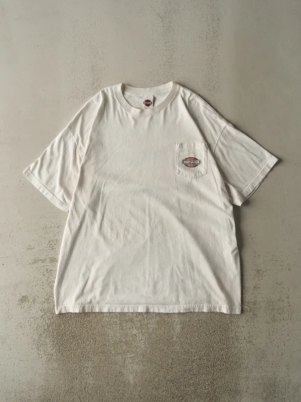 Vintage 10' White Harley Davidson Jamaica Pocket Tee (XXL/XXXL) sold by Rebalance Vintage